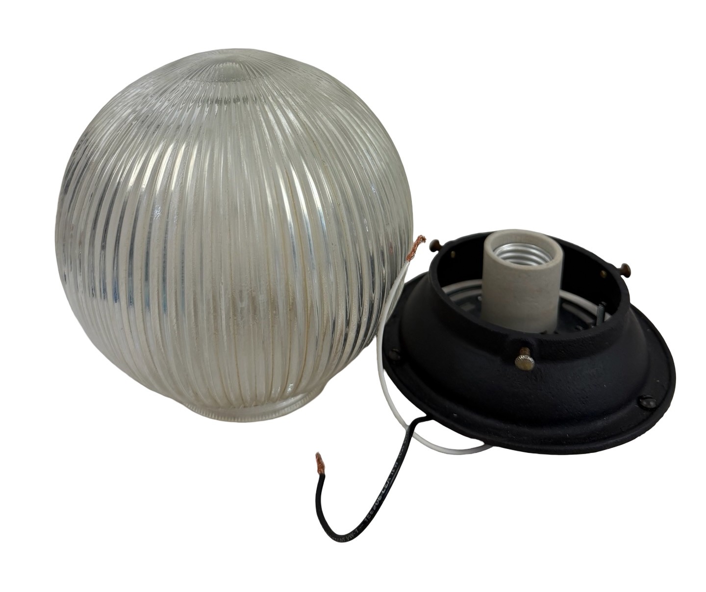 VL1324 Vintage c1930 Semi-Flush Mount Ceiling Light Prismatic Shade MINT - Image 5