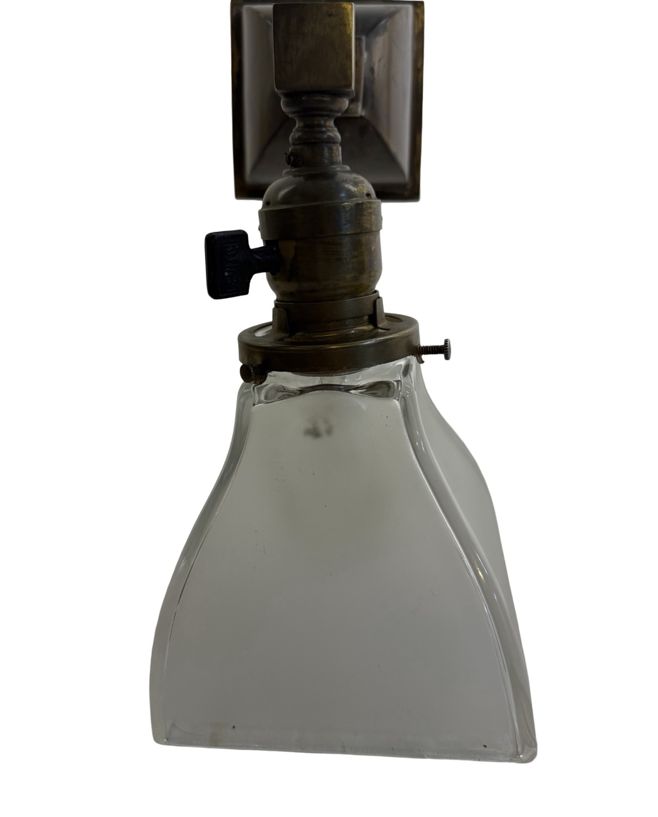 VL1325 Antique c1905 Craftsman Brass Beam Sconce Period Jefferson Shade Restored - Image 2