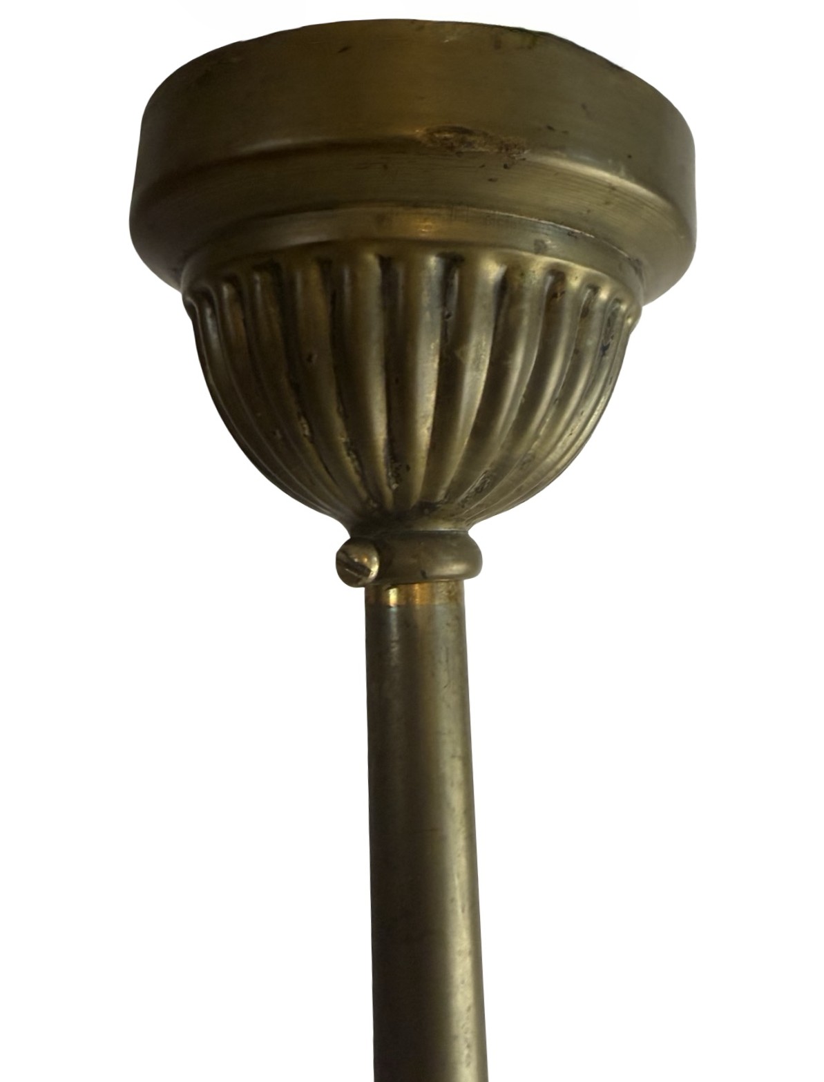 VL1336 Antique Victorian c1905 Brass 3-Light Loop Arm Chandelier Restored - Image 6