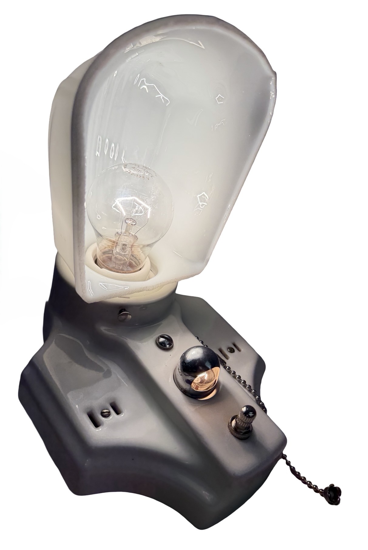 VL1334 Antique c1920s Art Deco Porcelain Sconce with Night Light RARE Restored - Image 5