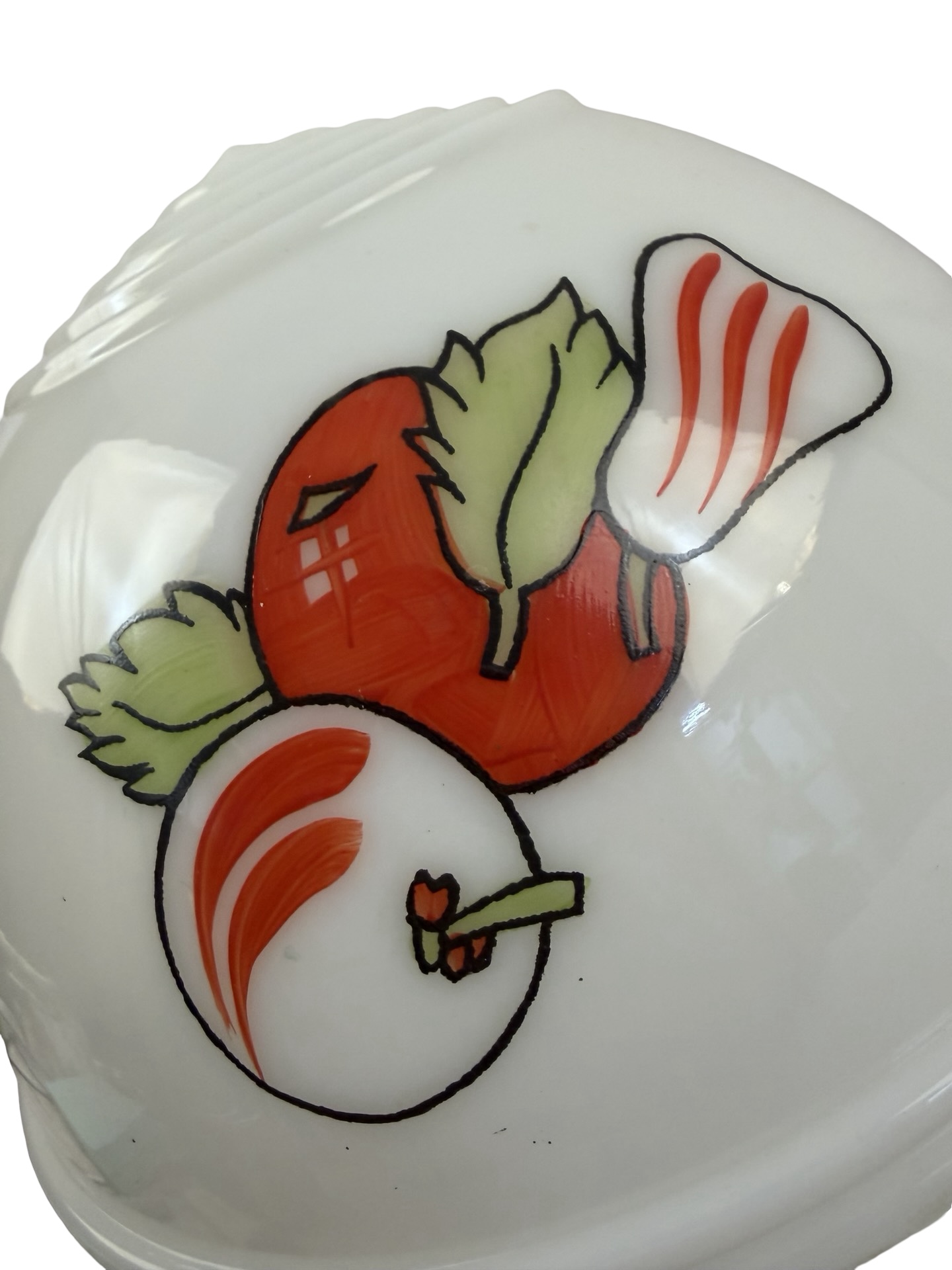 VL1328 Vintage c1930s Retro Chrome Ceiling Light Milk Glass Shade Fruit Restored - Image 6