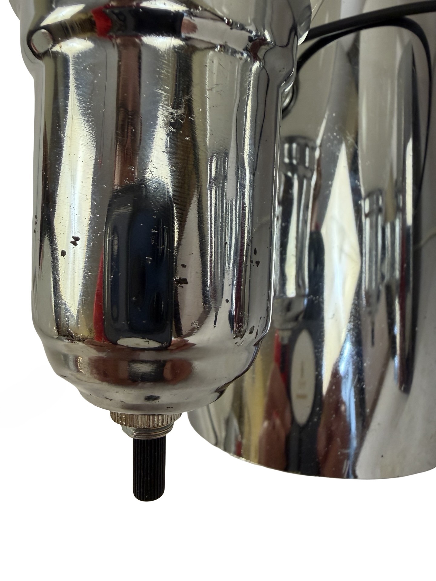 VL1331 Pair Vintage c1940s Chrome Retro Sconces Original Shades Restored - Image 7