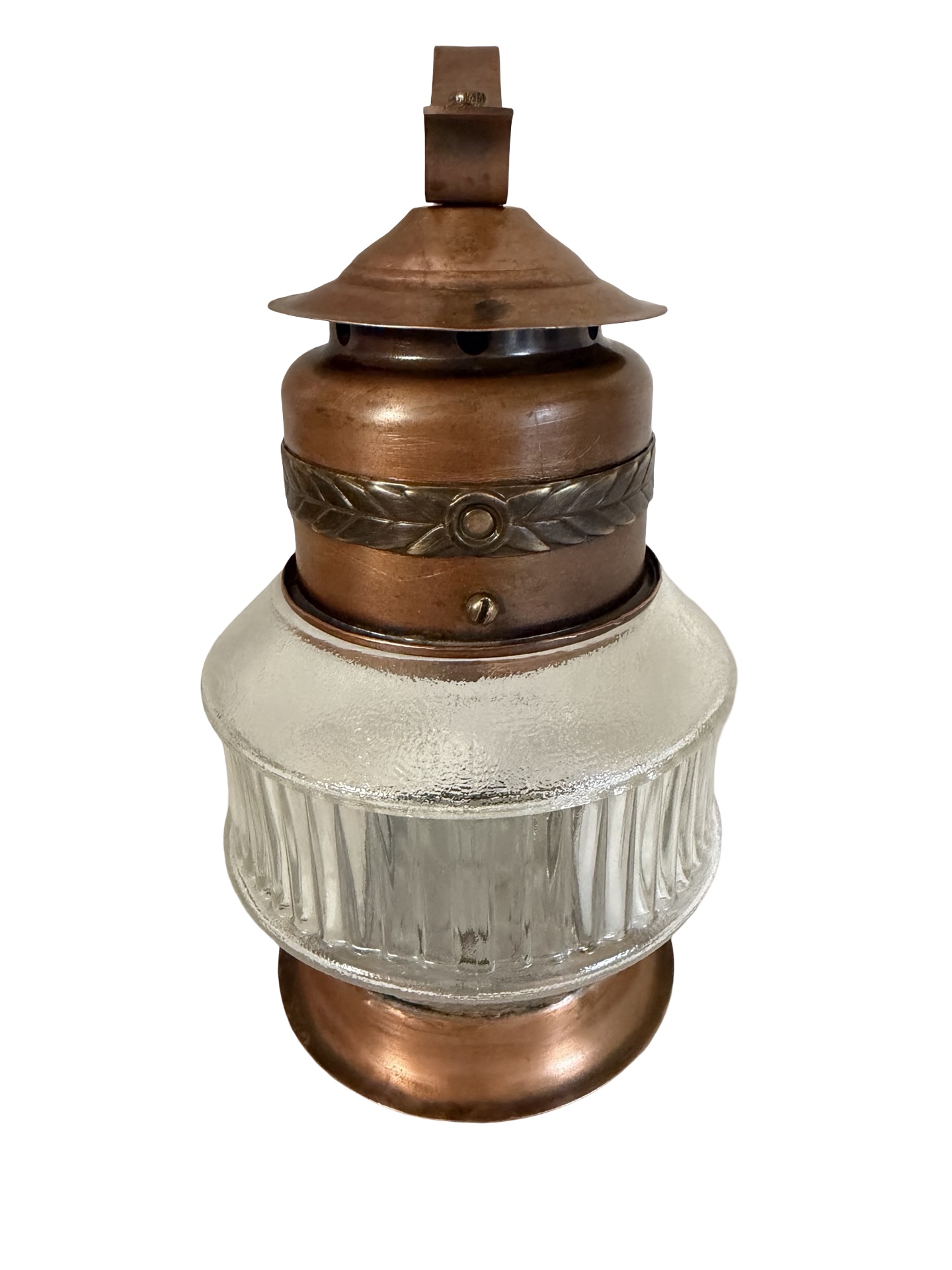 VL1367 Vintage c1940 Copper & Brass Jelly Jar Sconce Porch Light Restored - Image 3