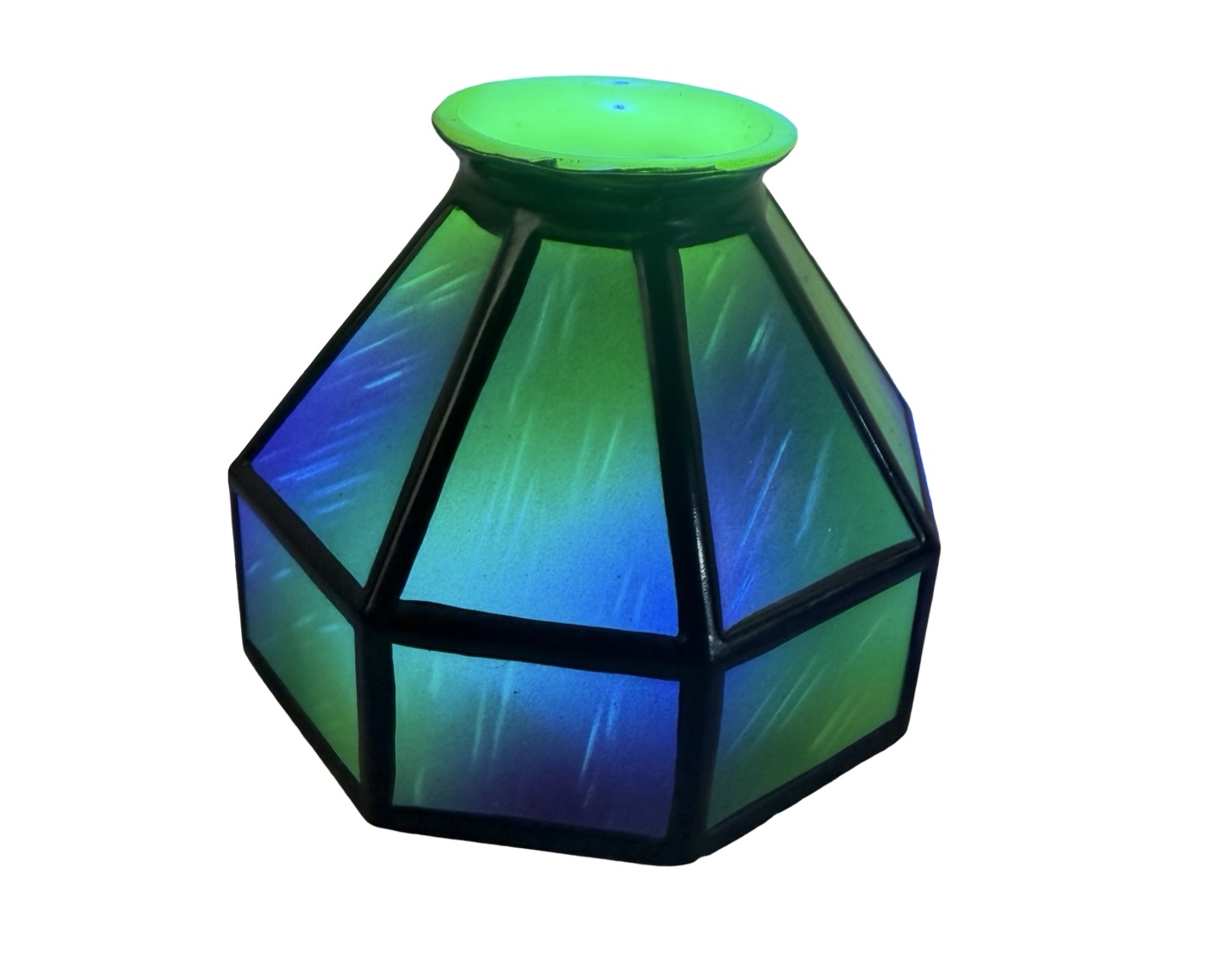 VL1365 Antique c1900 Brass Sconce Uranium Glass Hexagon Shade Mint Rare Restored - Image 6