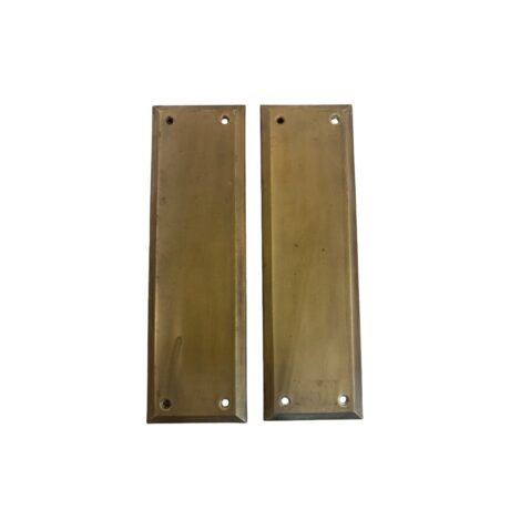 AH1043 Pair Antique c1920 Brass Plated Steel Push Plates Door Hardware Restored