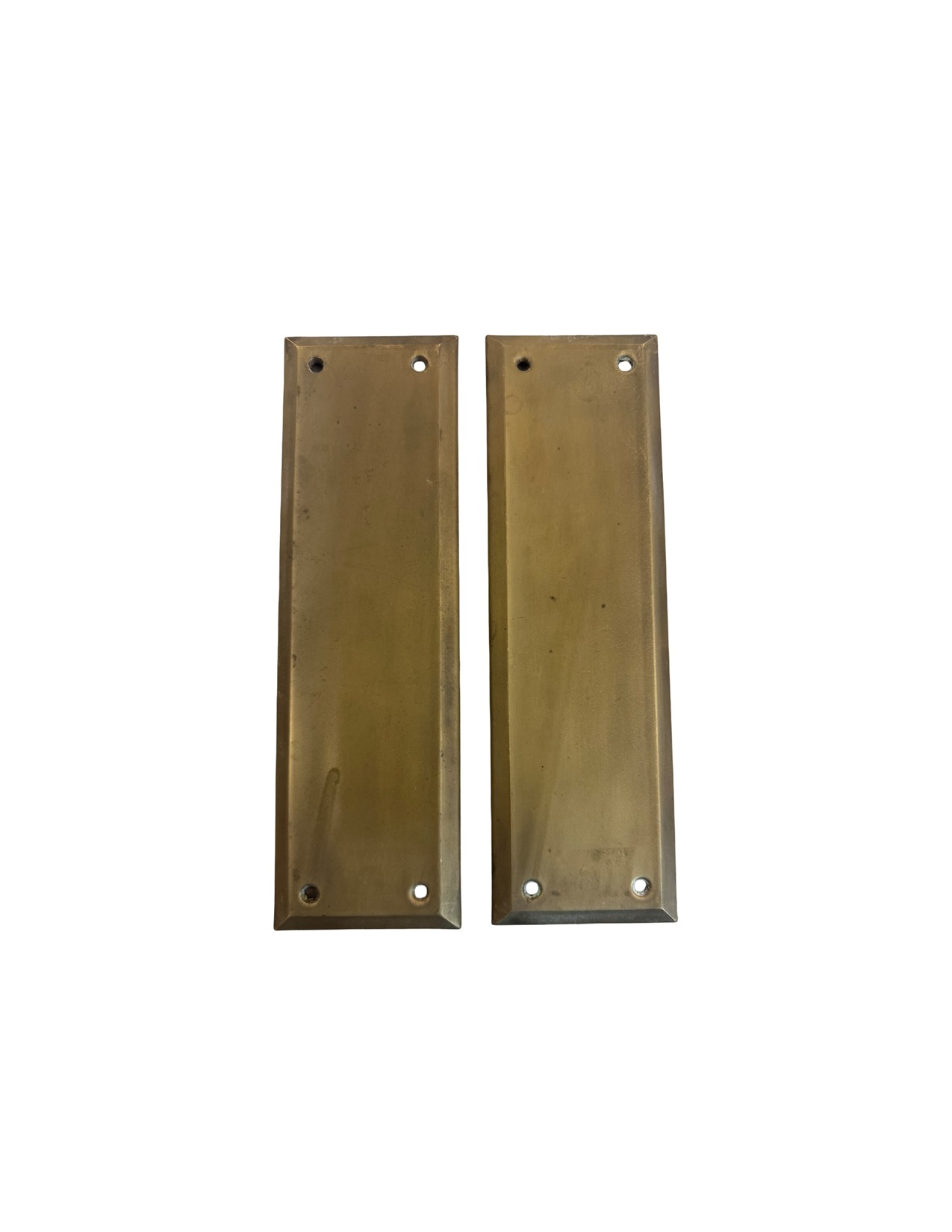 AH1043 Pair Antique c1920 Brass Plated Steel Push Plates Door Hardware Restored