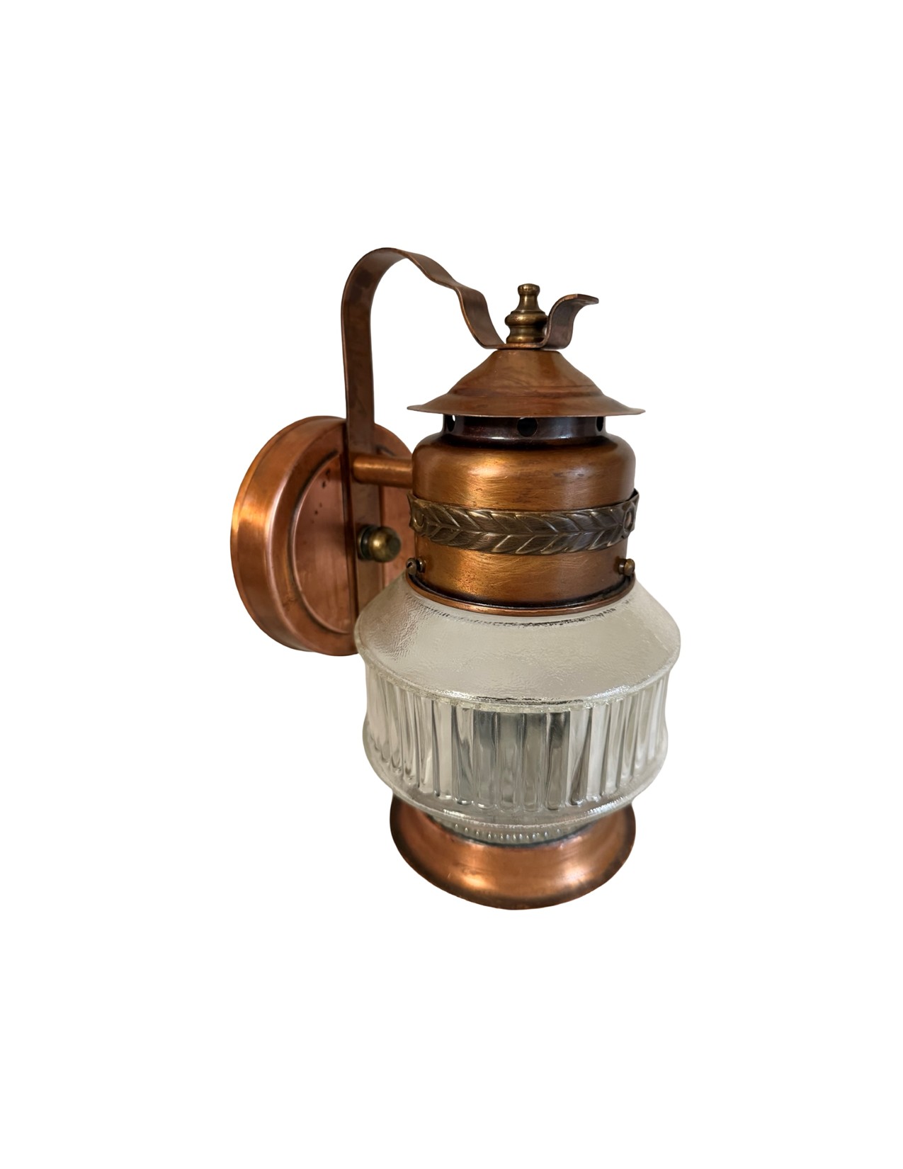 VL1367 Vintage c1940 Copper & Brass Jelly Jar Sconce Porch Light Restored