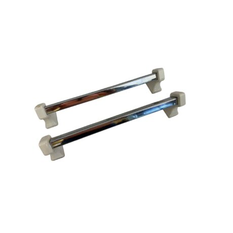 VBP1108 Pr Mid-Century c1940 Chrome 16in Towel Bars Porcelain Brackets Restored