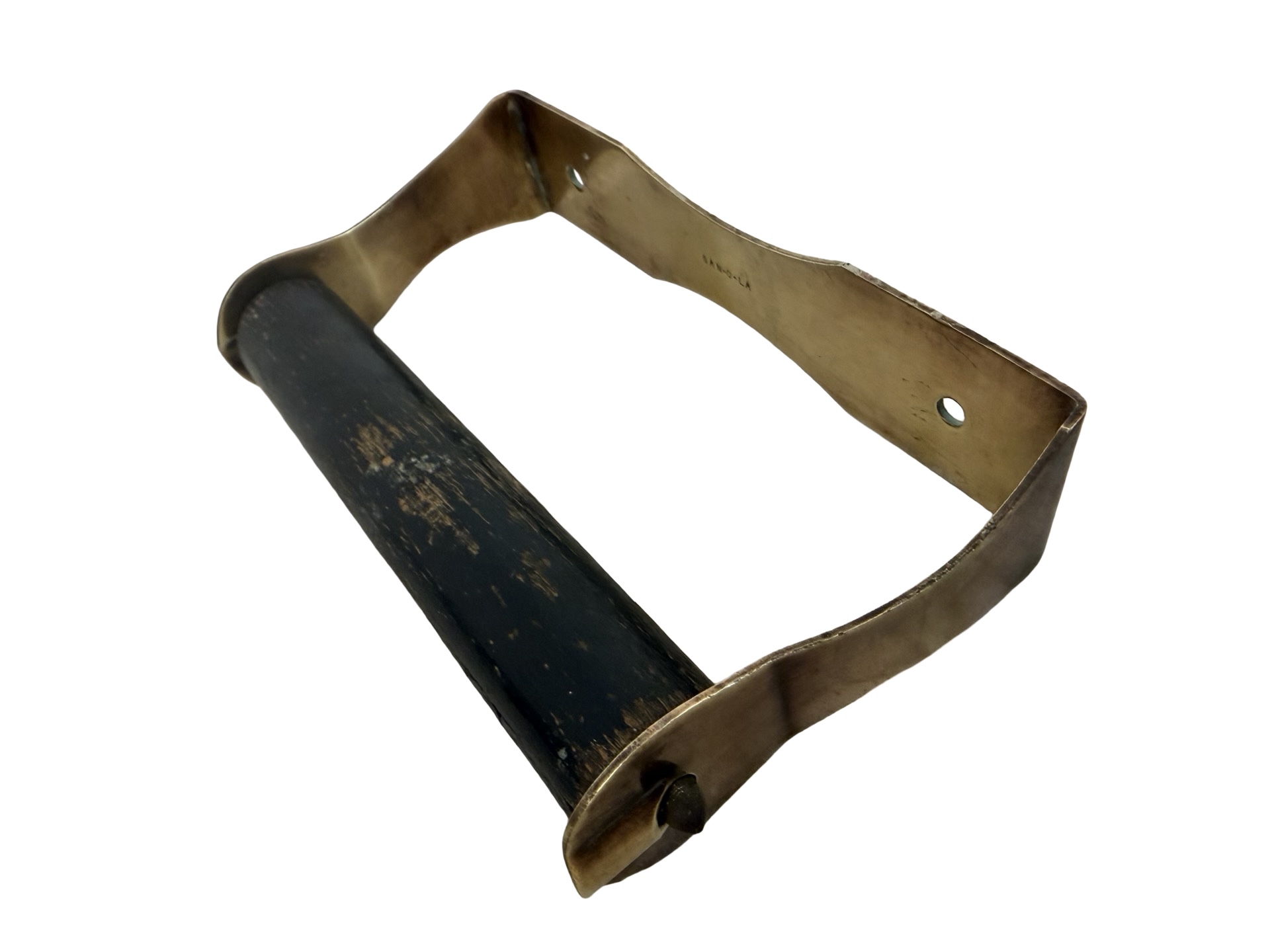 VBP1112 Antique c1905 Brass San-O-La Toilet Paper Tissue Holder Restored - Image 2