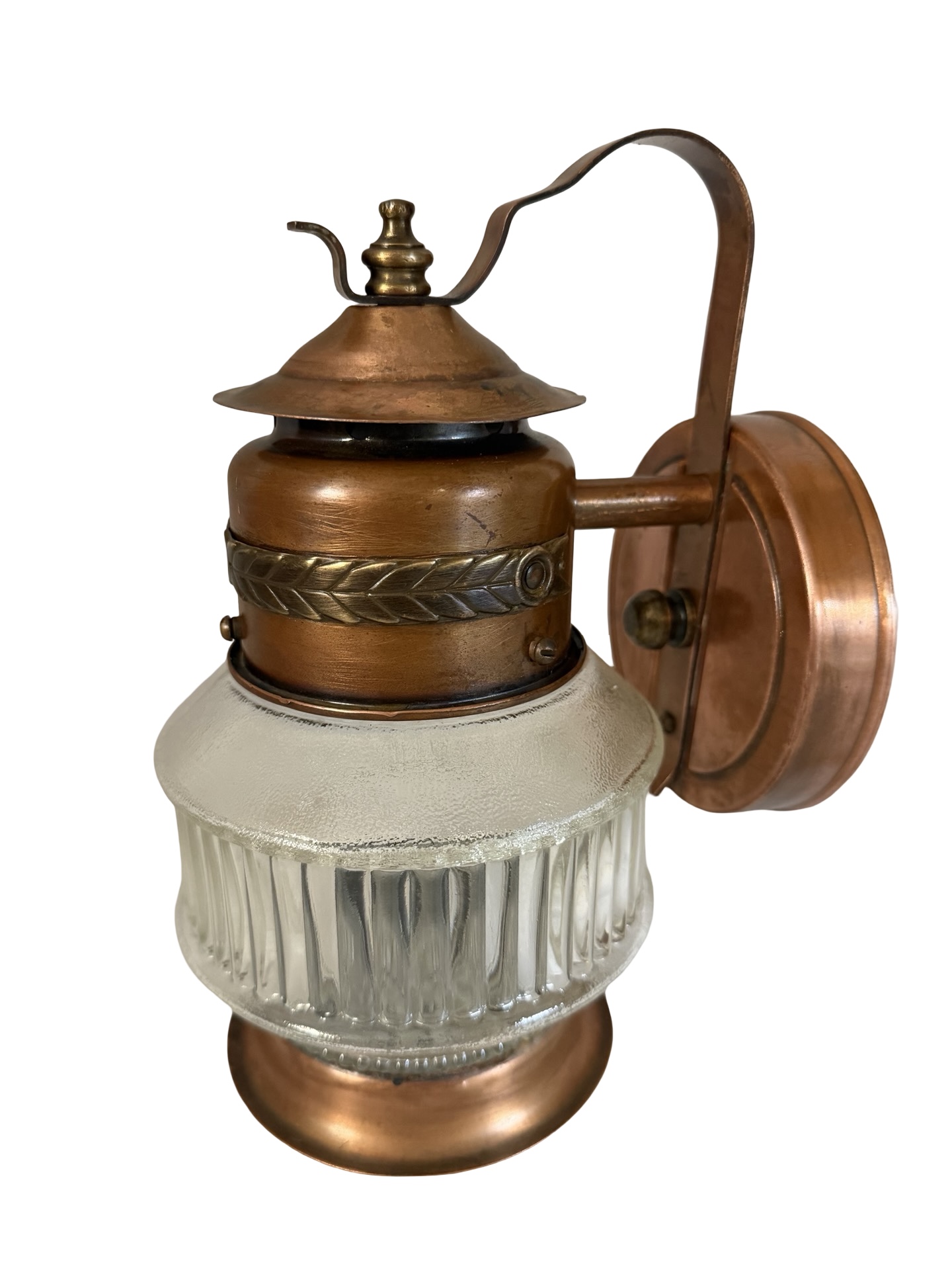 VL1367 Vintage c1940 Copper & Brass Jelly Jar Sconce Porch Light Restored - Image 2
