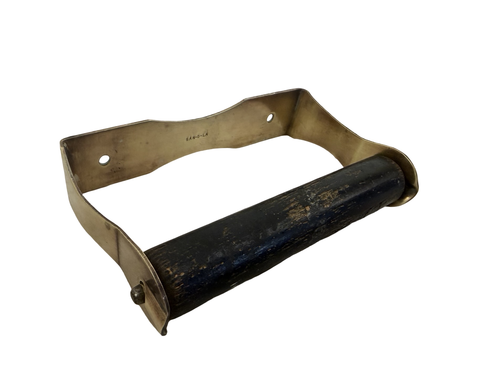 VBP1112 Antique c1905 Brass San-O-La Toilet Paper Tissue Holder Restored