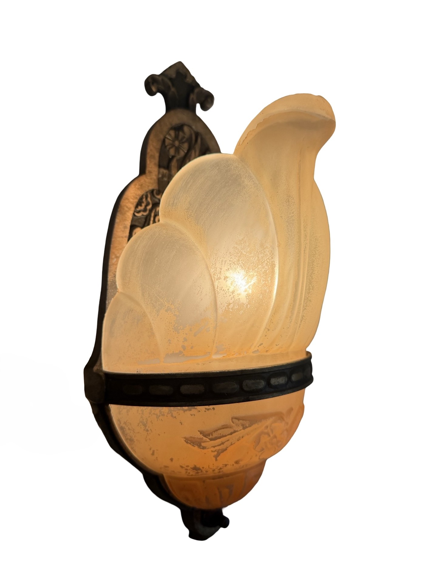 VL1366 Vintage c1930 Lincoln Art Deco Slip Shade Sconce RARE Restored - Image 3