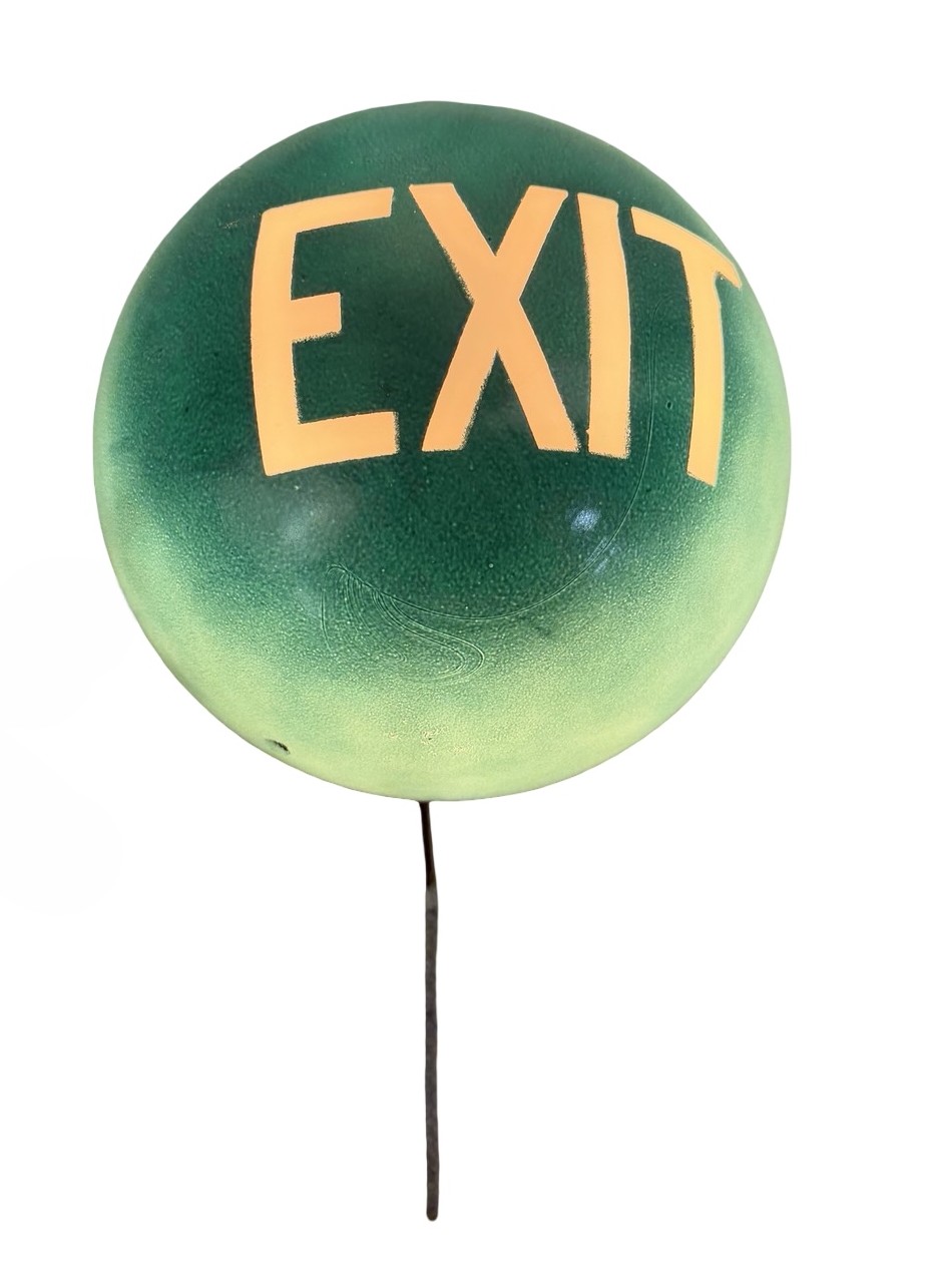 VL1381 Vintage c1930 Exit Light Sconce Green Glass Theater Salvage Restored - Image 4