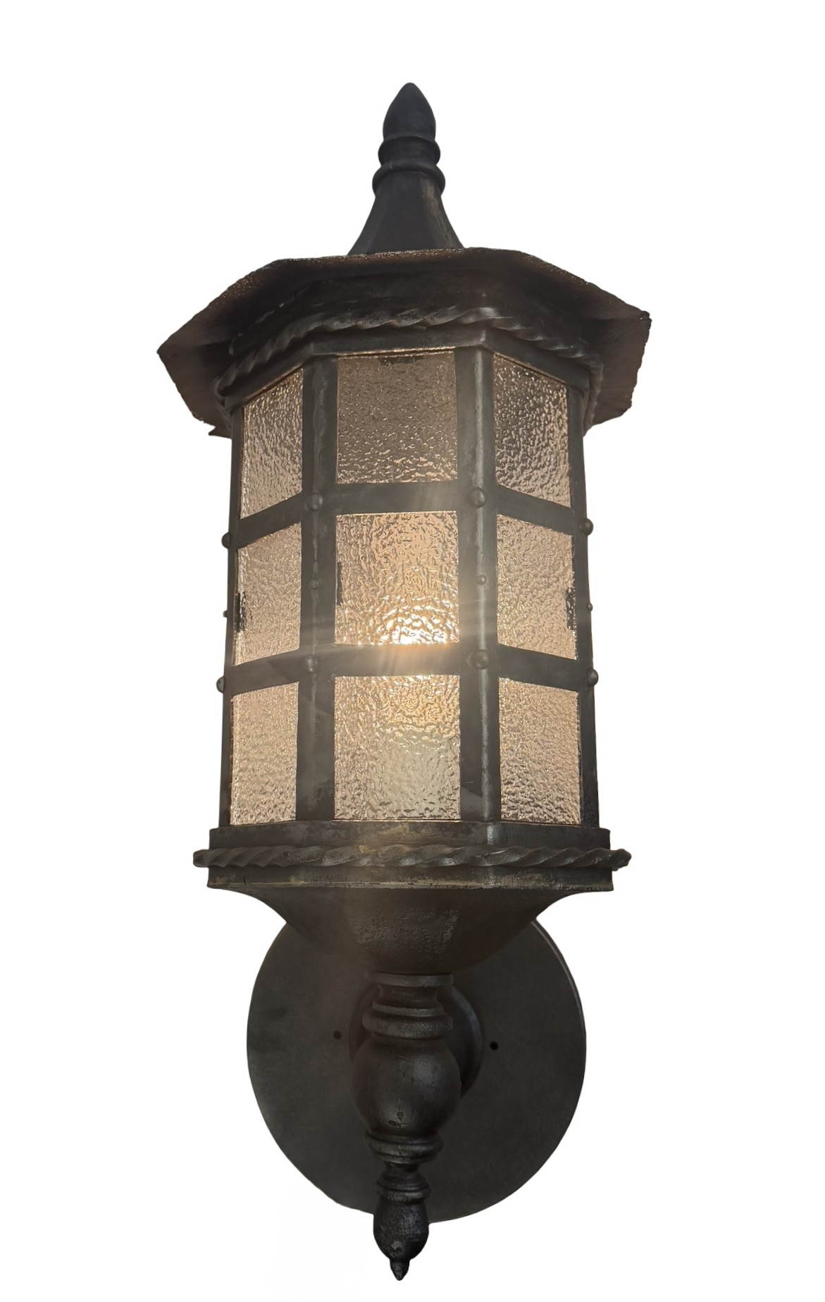 VL1370 Antique c1910 Cast & Wrought Iron Outdoor Sconce Coach Light Restored - Image 3
