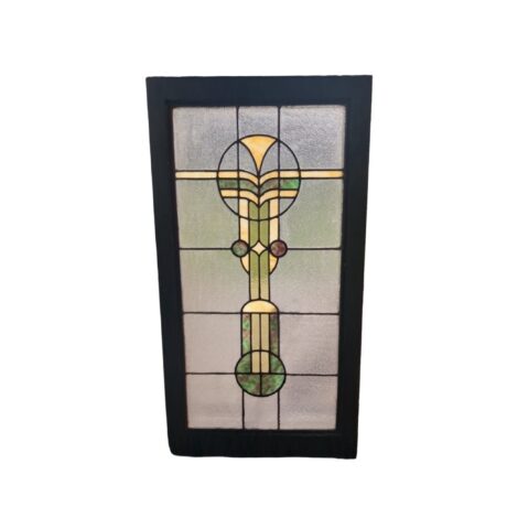 AG1087 Antique Craftsman Mission c1915 Stained Glass Landing Window Restored
