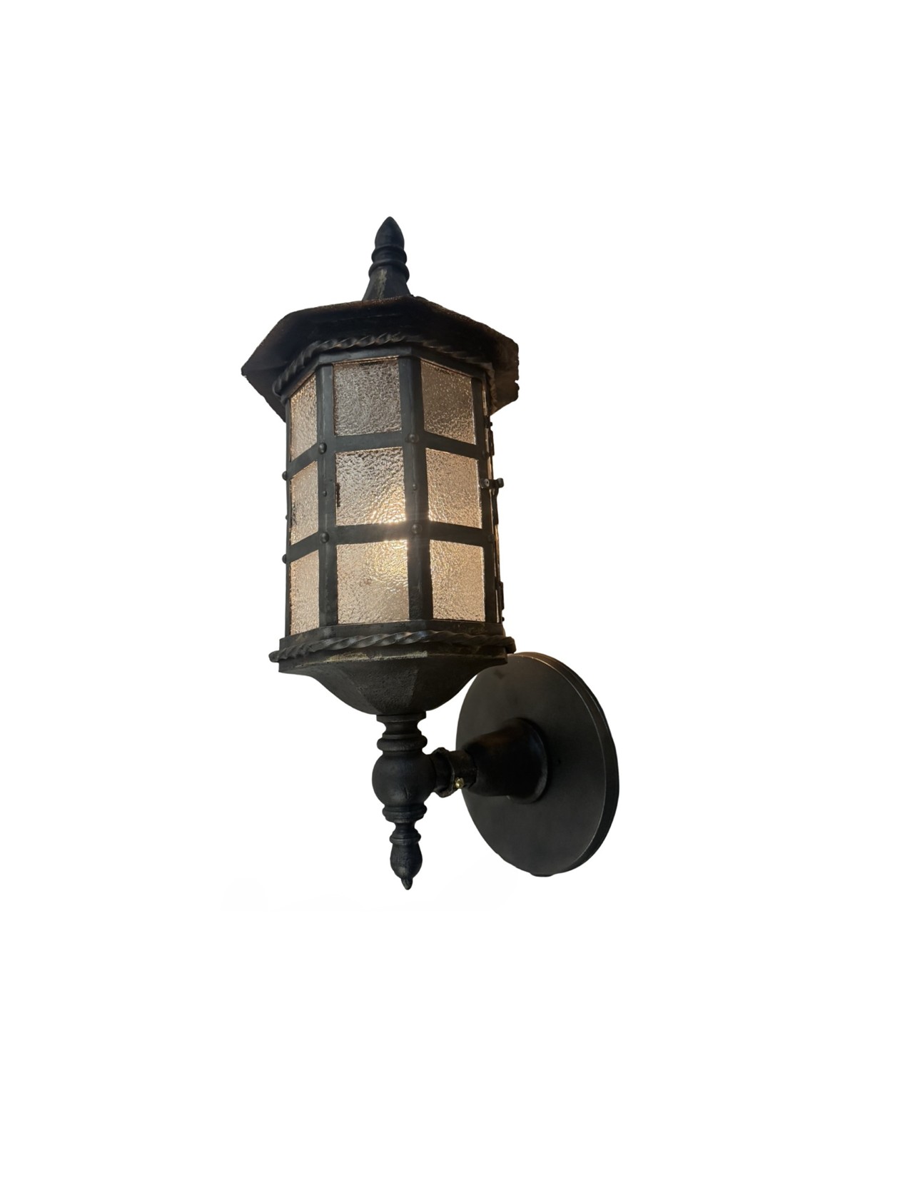 VL1370 Antique c1910 Cast & Wrought Iron Outdoor Sconce Coach Light Restored