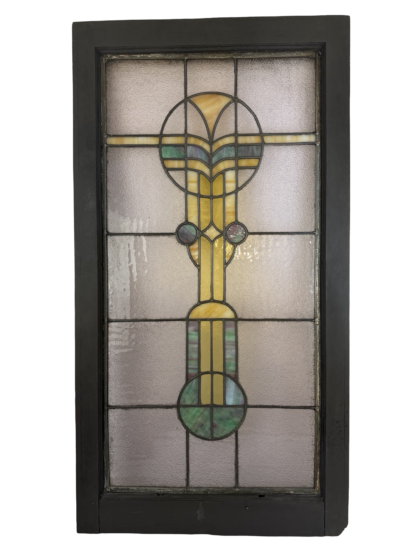 AG1087 Antique Craftsman Mission c1915 Stained Glass Landing Window Restored - Image 2