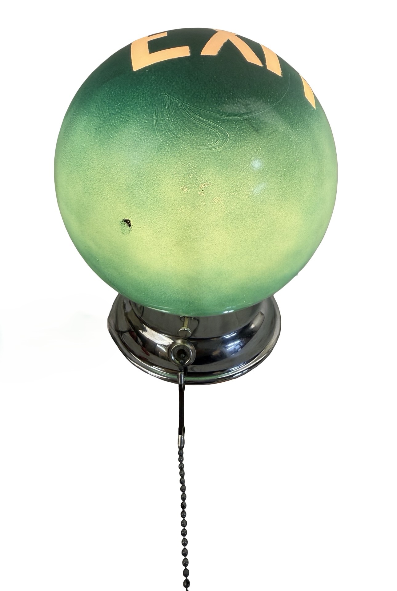 VL1381 Vintage c1930 Exit Light Sconce Green Glass Theater Salvage Restored - Image 2