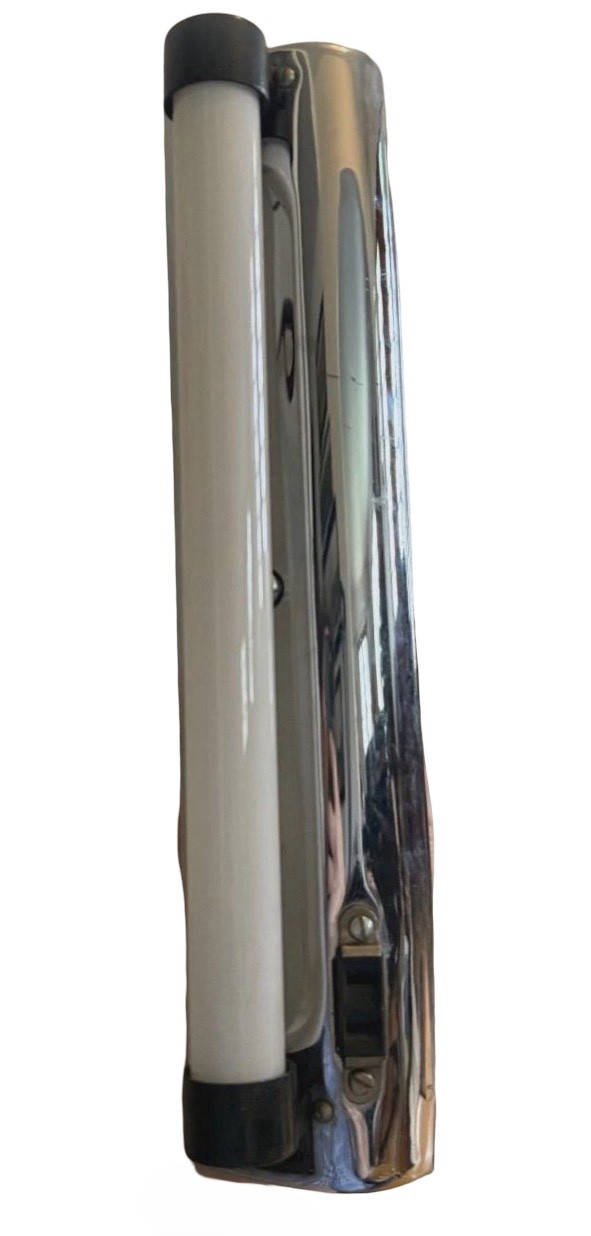 VL1369 Pair Vintage c1940 Lumiline Sconces Retro Machine Age Chrome All Original - Image 2