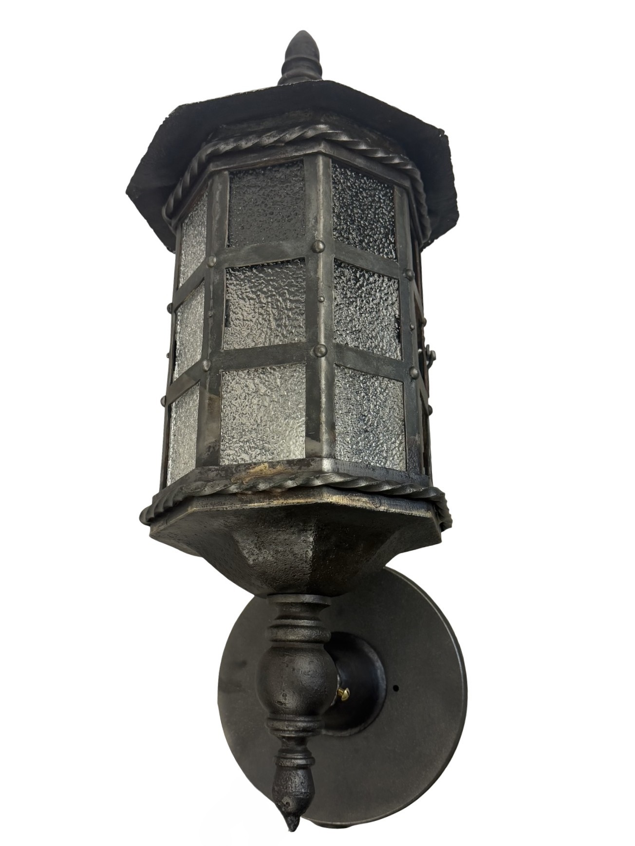VL1370 Antique c1910 Cast & Wrought Iron Outdoor Sconce Coach Light Restored - Image 2