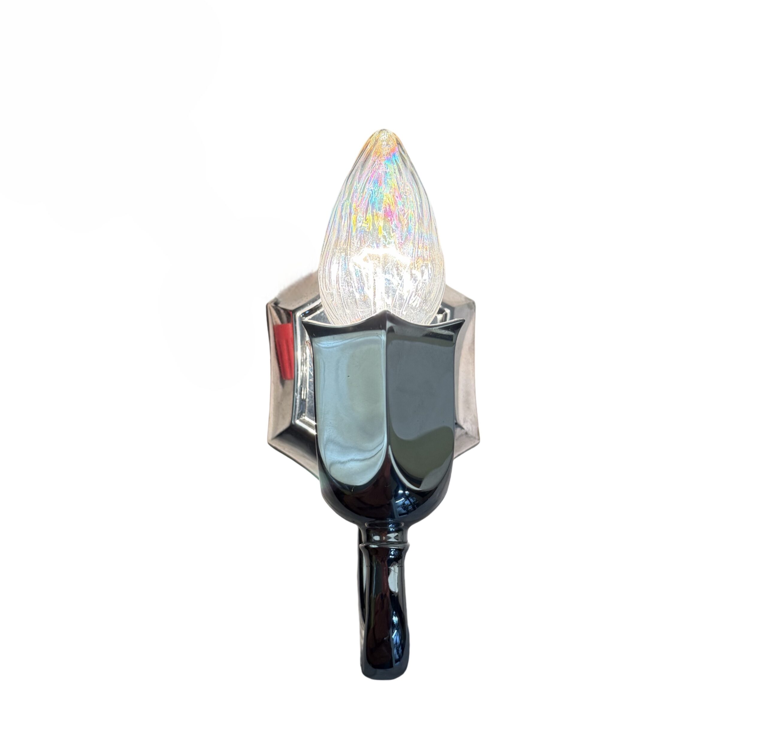 VL1380 Antique Vintage Art Deco Chrome Plated Bare Bulb Tulip Sconce Restored - Image 3