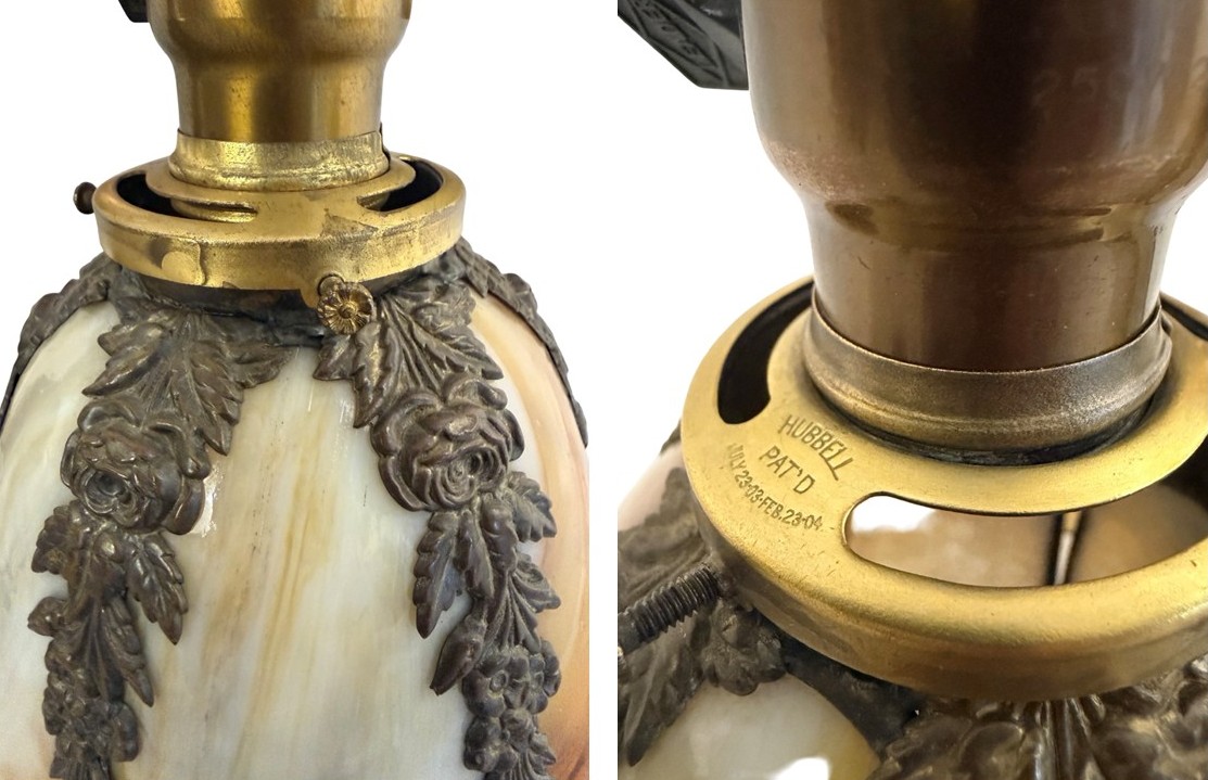VL1368 Pair Antique Brass 1910 Sconces Williamson Slumped Petal Shades Mint RARE - Image 7