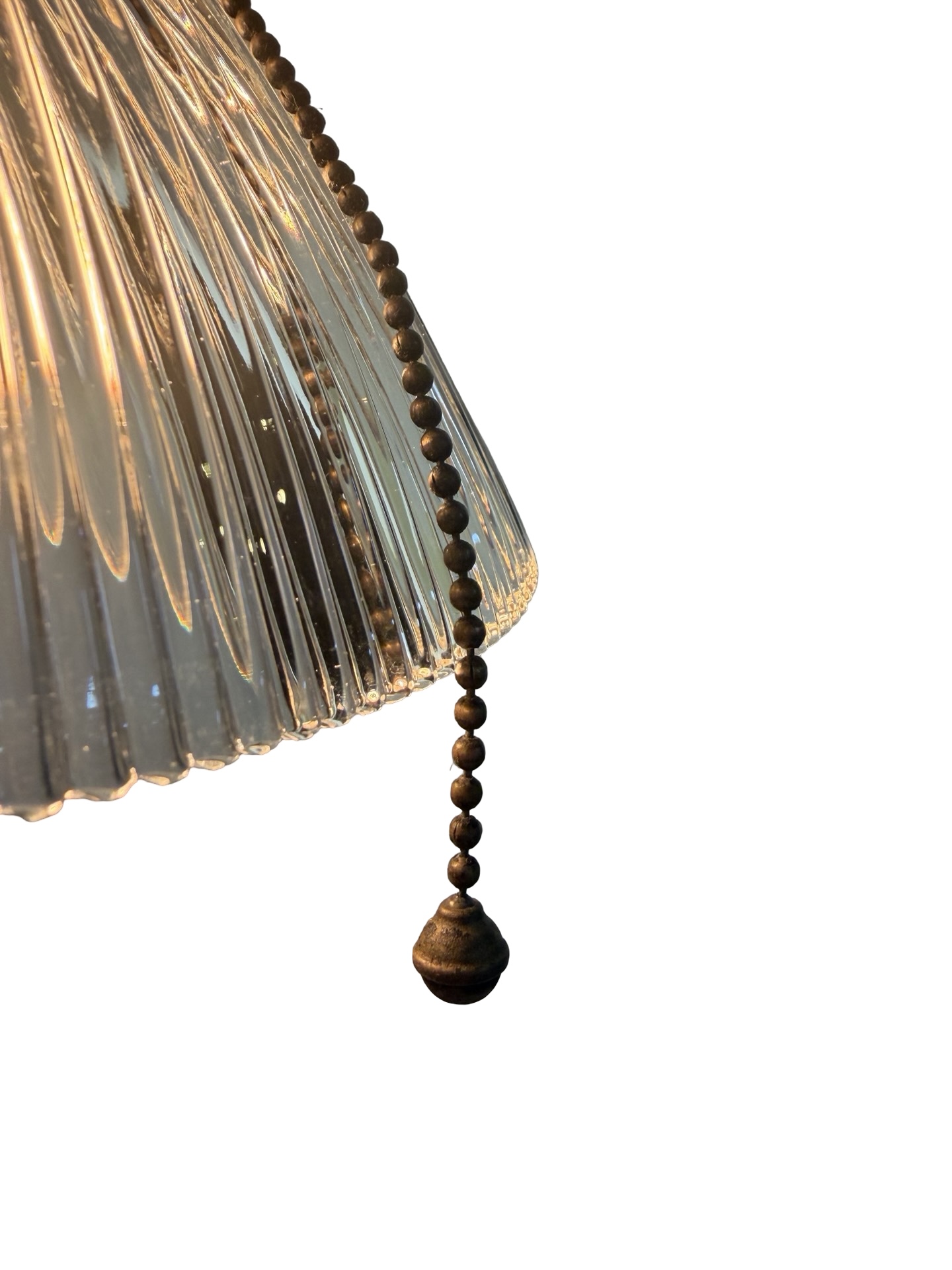 VL1382 Antique c1912 Brass Semi Flush Mount Light Angled Holophane Shade Mint - Image 5