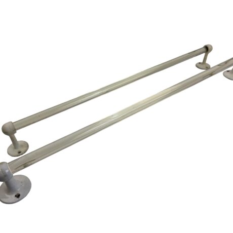 VBP1113 Pair Antique c1910 Glass Towel Bars Porcelain & Cast Iron Ends Restored