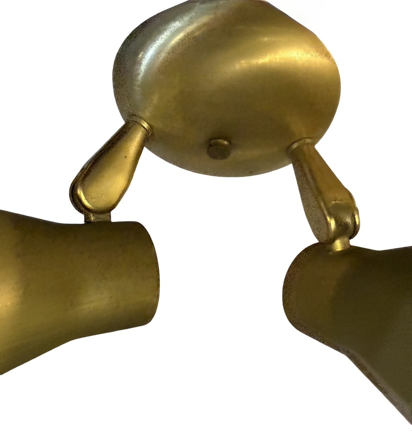 VL1383 Vintage MCM Aluminum Faux Brushed Brass Finish Double Sconce Restored - Image 2