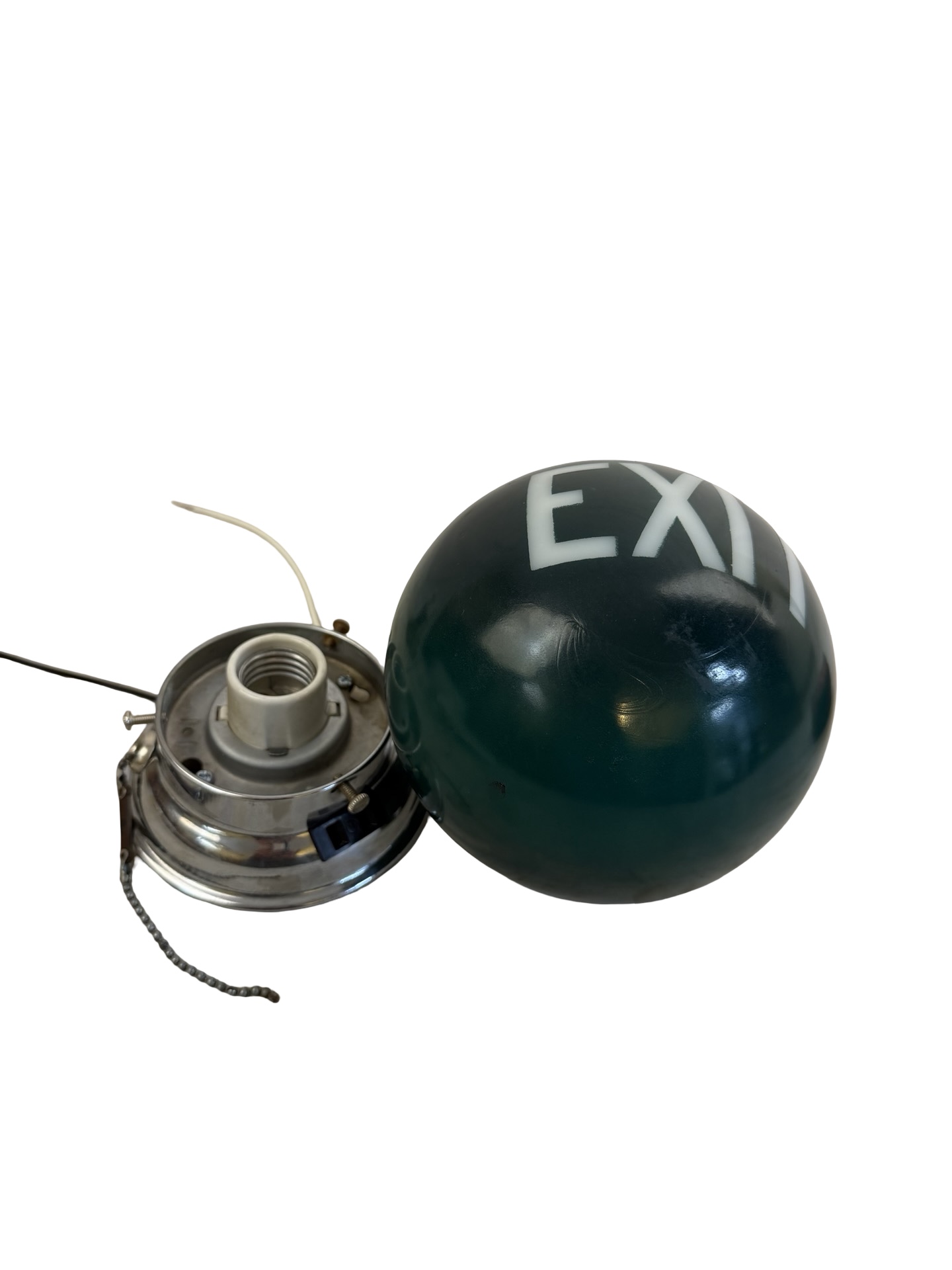 VL1381 Vintage c1930 Exit Light Sconce Green Glass Theater Salvage Restored - Image 7