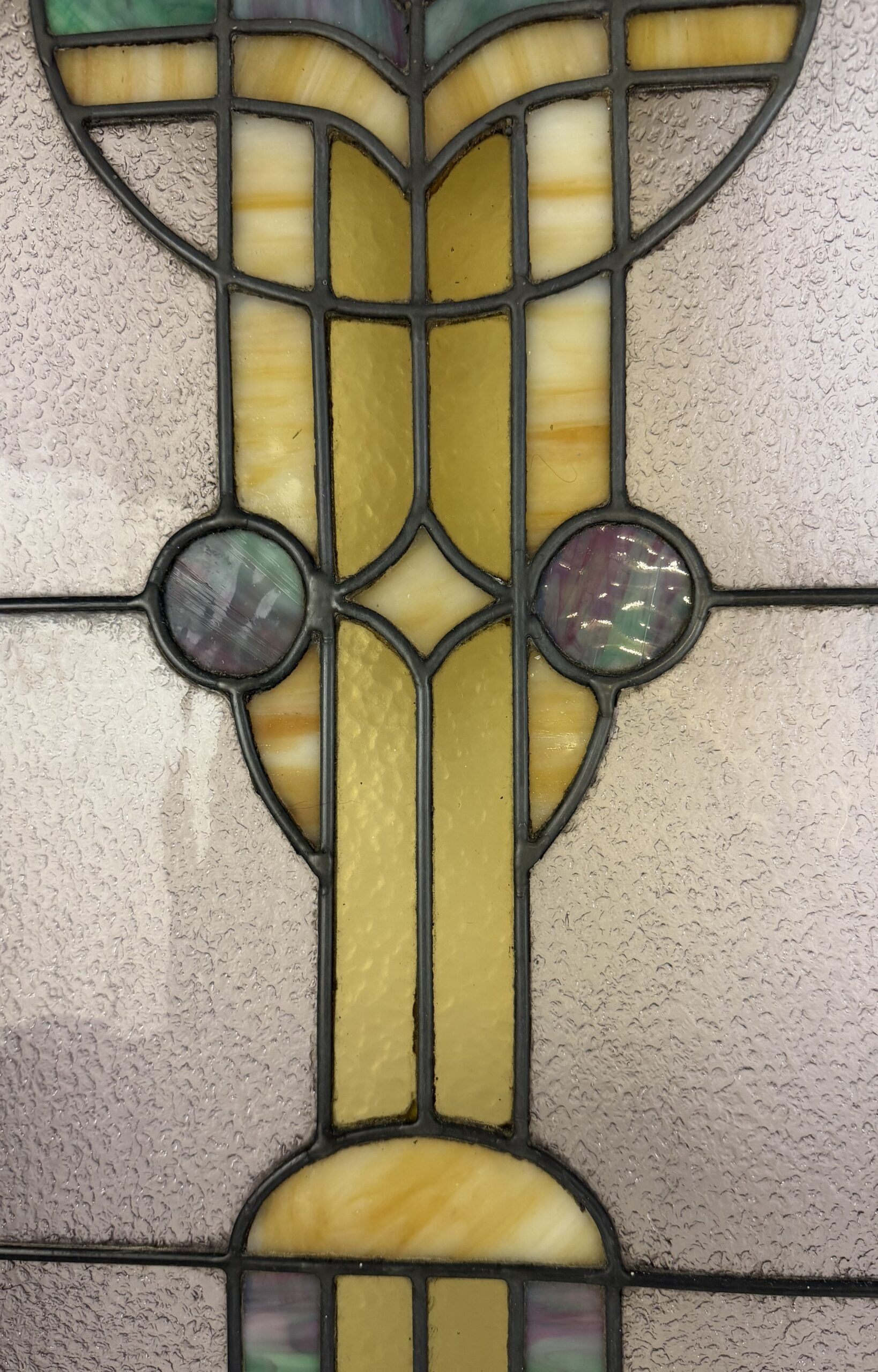 AG1087 Antique Craftsman Mission c1915 Stained Glass Landing Window Restored - Image 4