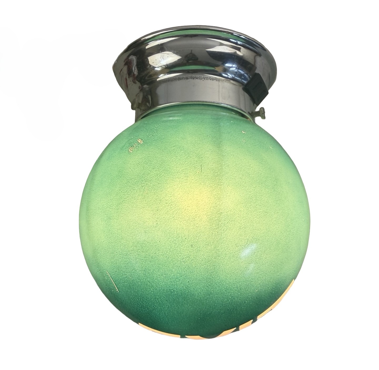 VL1381 Vintage c1930 Exit Light Sconce Green Glass Theater Salvage Restored - Image 3