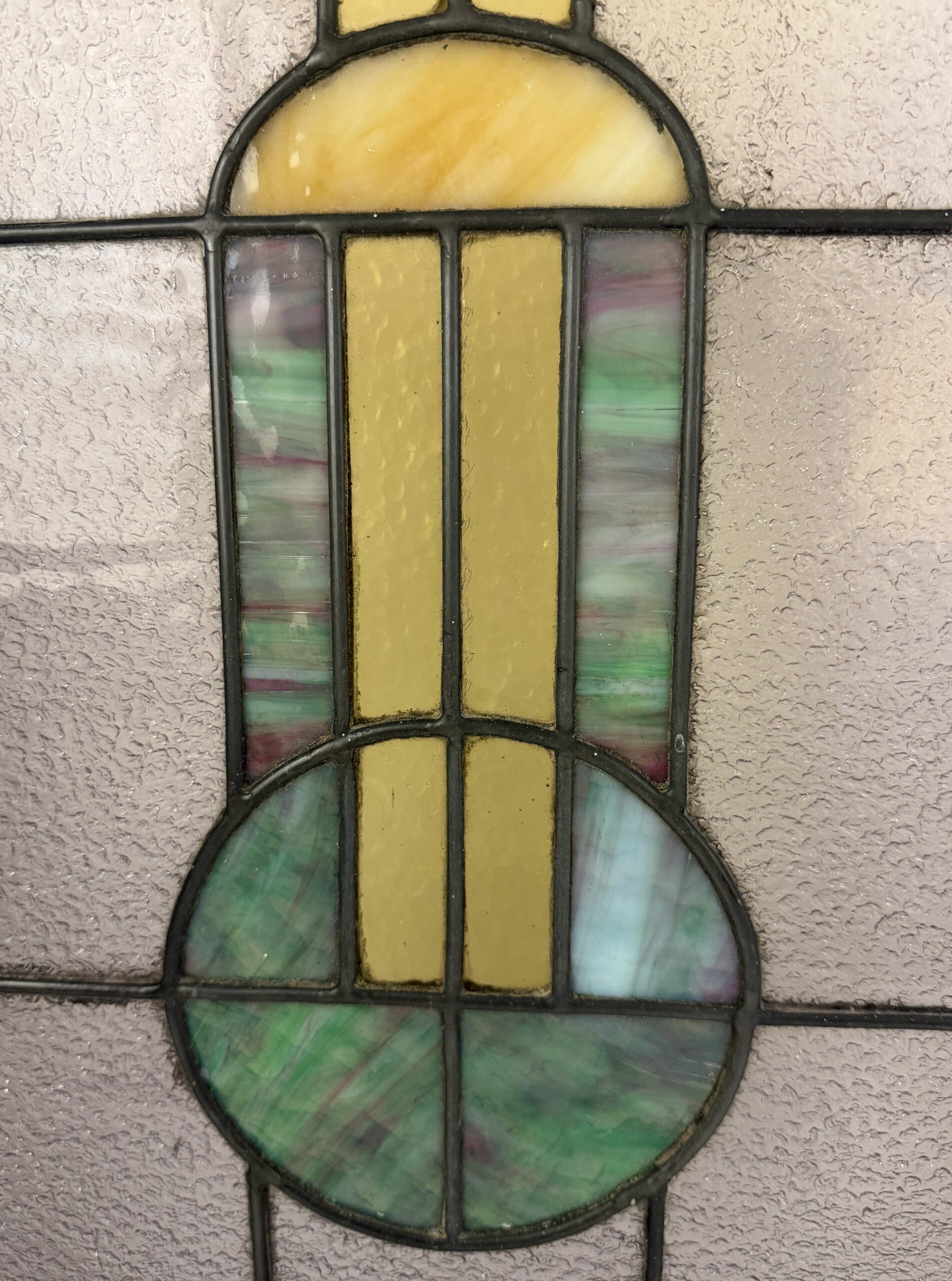 AG1087 Antique Craftsman Mission c1915 Stained Glass Landing Window Restored - Image 5