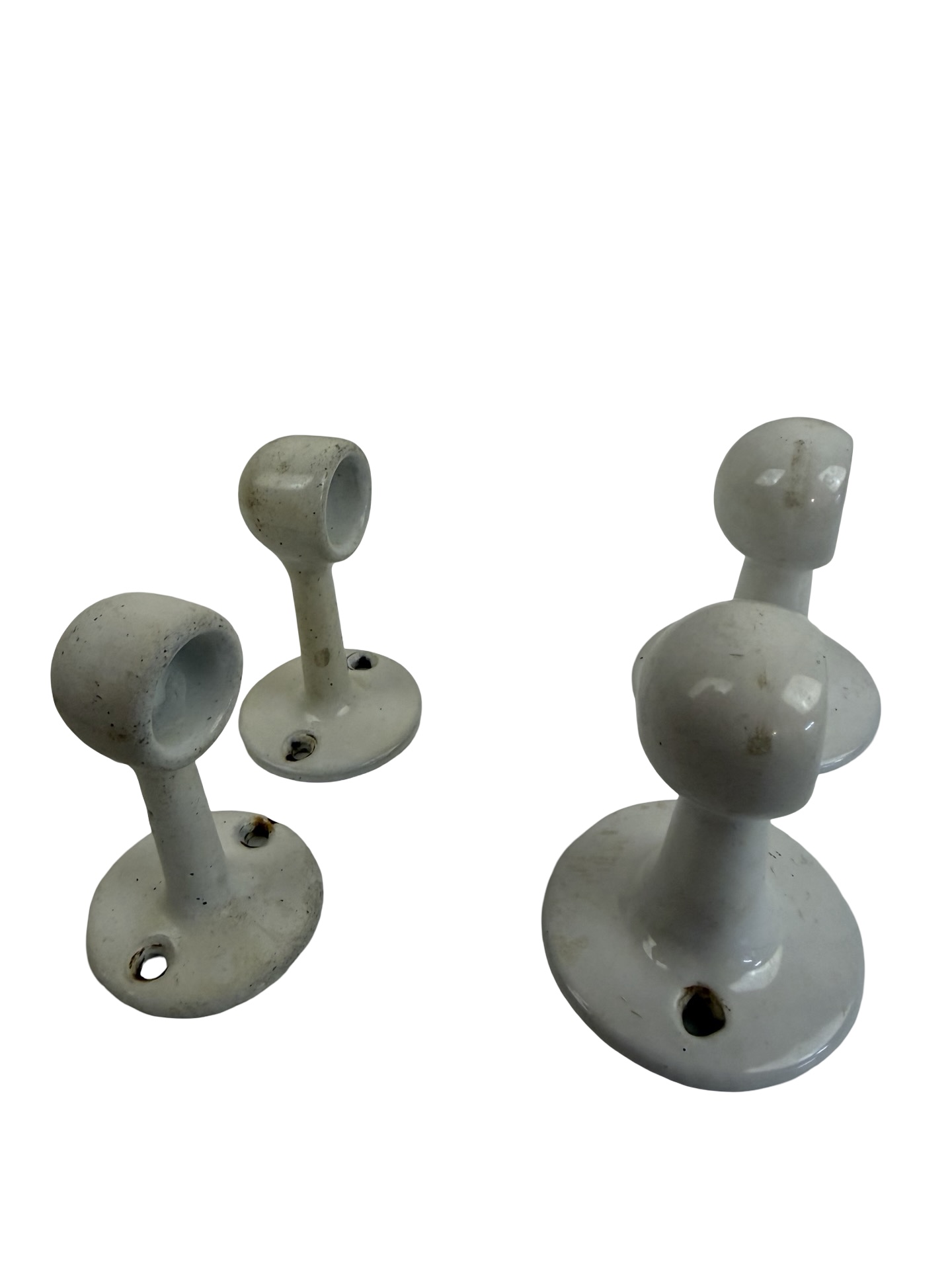 VBP1113 Pair Antique c1910 Glass Towel Bars Porcelain & Cast Iron Ends Restored - Image 2