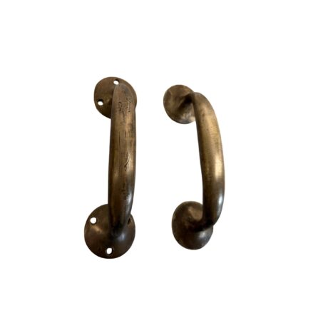 AH1048 Pair Antique c1900 Heavy 7 1/2” Brass Bronze Door Drawer Pulls Restored