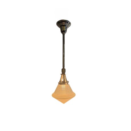 VL1393 Antique c1910/20 Nickel Plated Industrial Pendant Conical Shade Restored