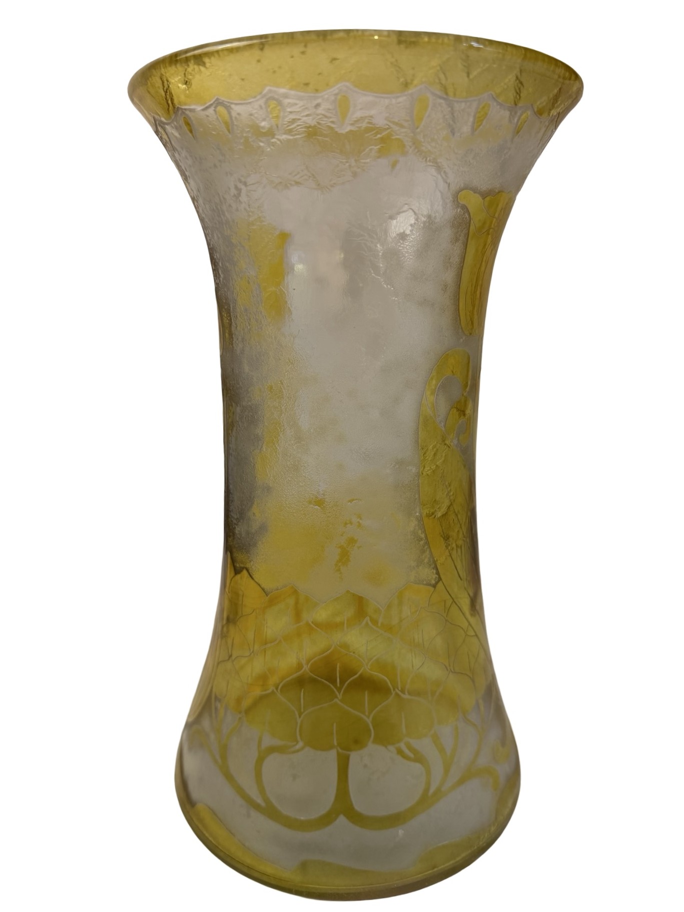 COL1006 RARE Antique c1900 Handel #4253 Acid-Etched Cameo Amber Vase Tulips - Image 4