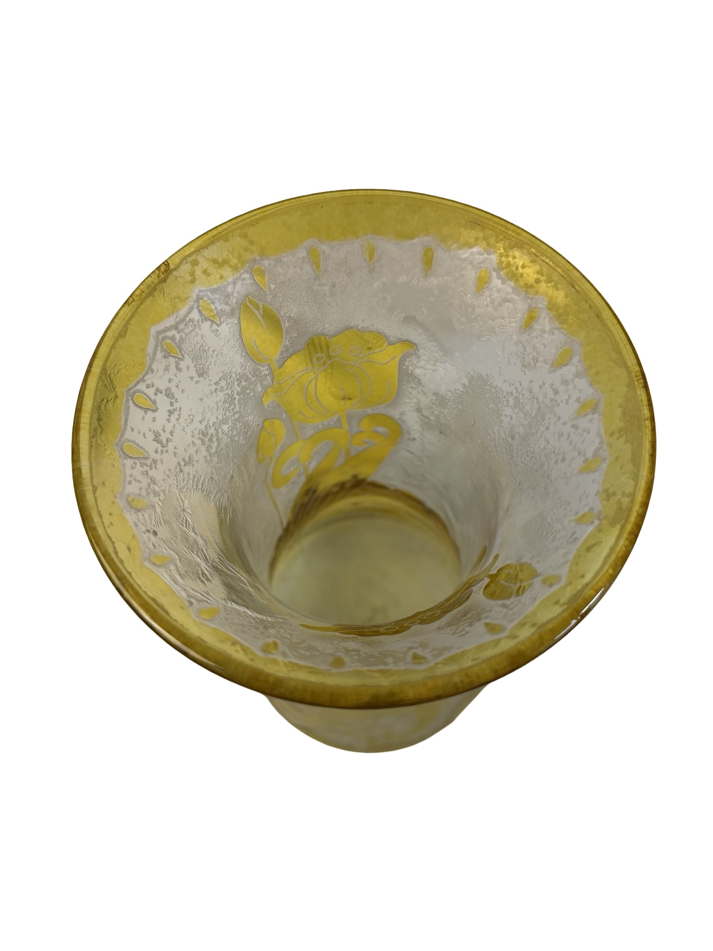 COL1006 RARE Antique c1900 Handel #4253 Acid-Etched Cameo Amber Vase Tulips - Image 5