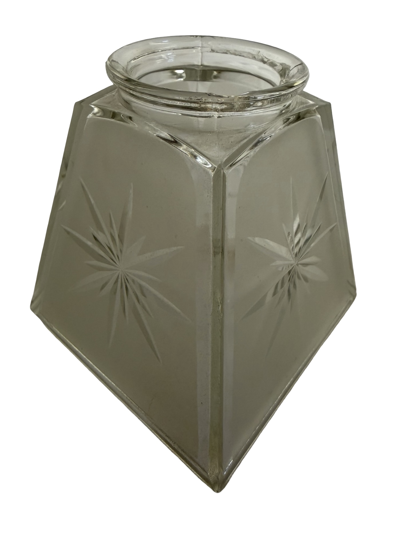 VL1395 Set of Four Antique Vintage c1910 Etched Glass Shades Starburst Pattern - Image 3