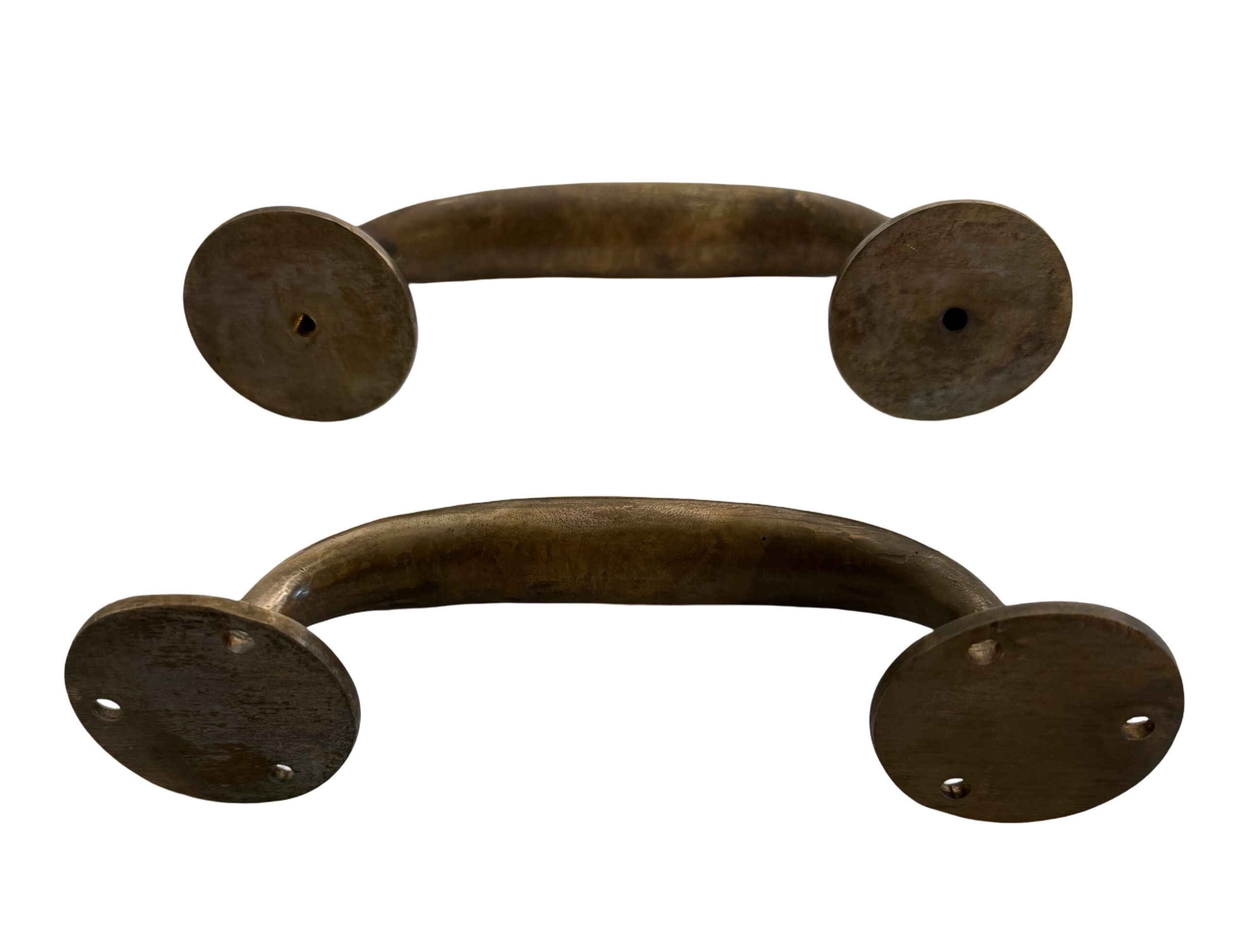 AH1048 Pair Antique c1900 Heavy 7 1/2” Brass Bronze Door Drawer Pulls Restored - Image 4
