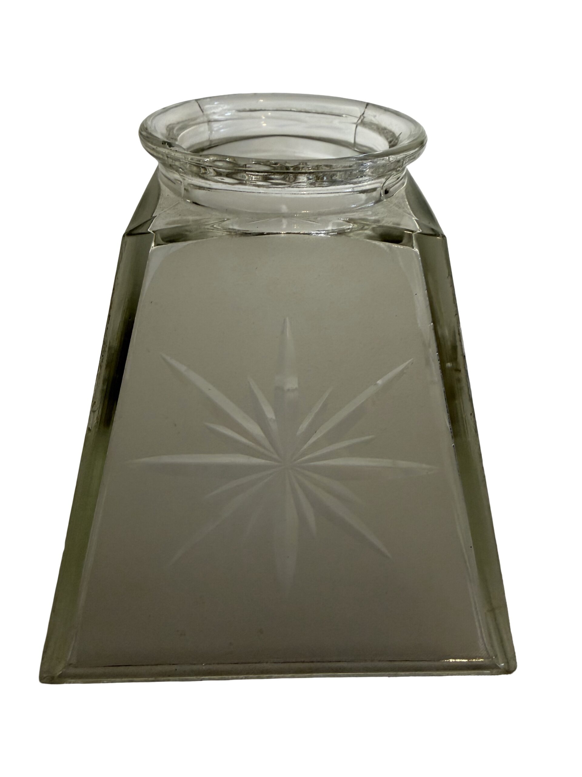 VL1395 Set of Four Antique Vintage c1910 Etched Glass Shades Starburst Pattern - Image 5