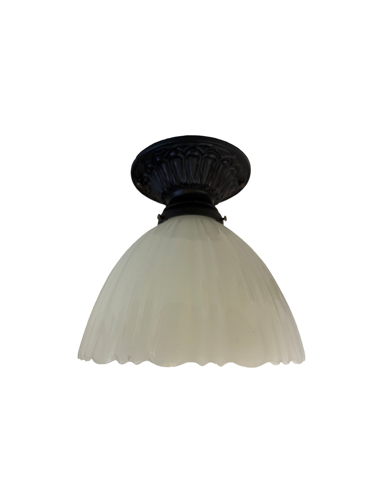 VL1391 Antique c1915 Cast Iron Semi-Flush Mount Light Sheffield Shade