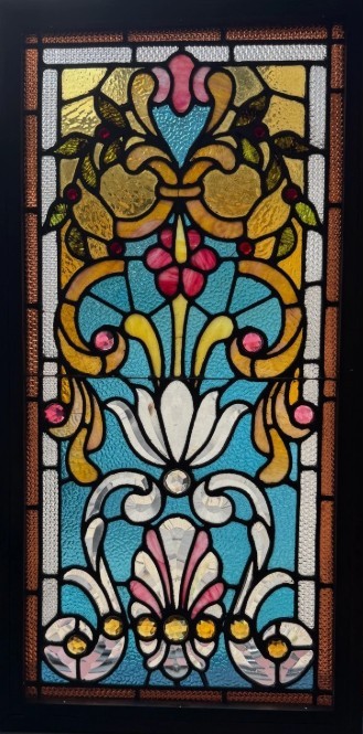 AG1101 Antique Victorian Landing Window c1890 Beveled Jewels Original Glass - Image 2