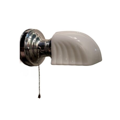 VL1400 Vintage c1930 Art Deco Chrome Sconce Streamline Milk Glass Shade Restored
