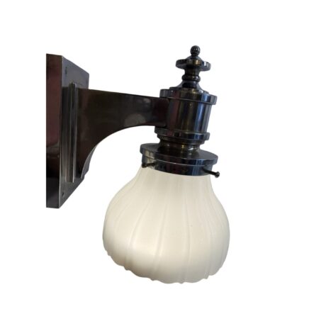 VL1401 Antique c1920 Pullman Car Sconce Nickel Plated Brass Sheffield Shade Restored