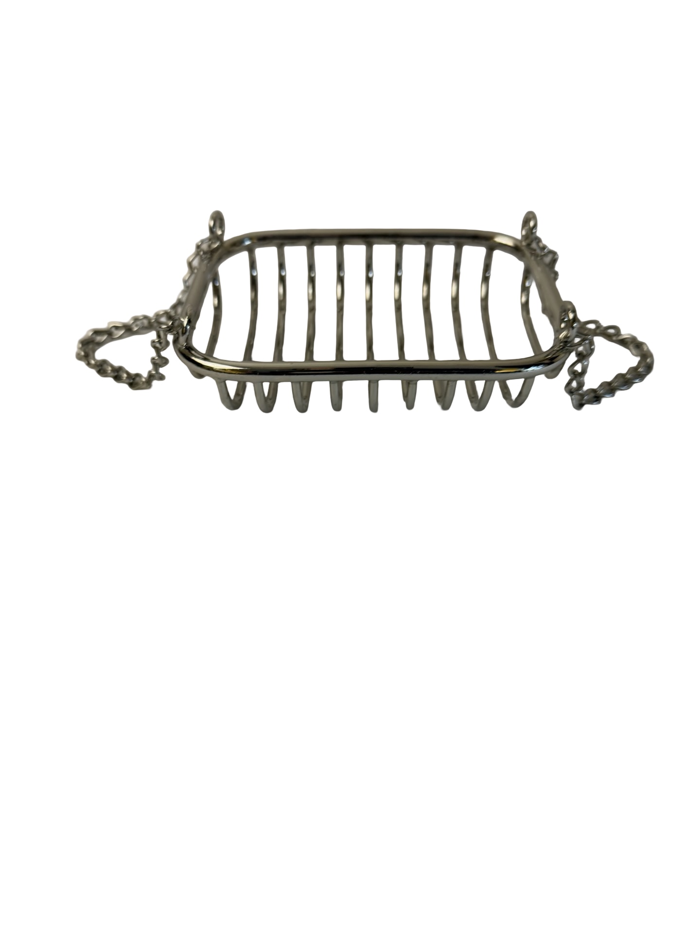 VBP1116 Antique c1910 Nickel Plated Soap Dish Chains for Wall Spigots Restored - Image 3