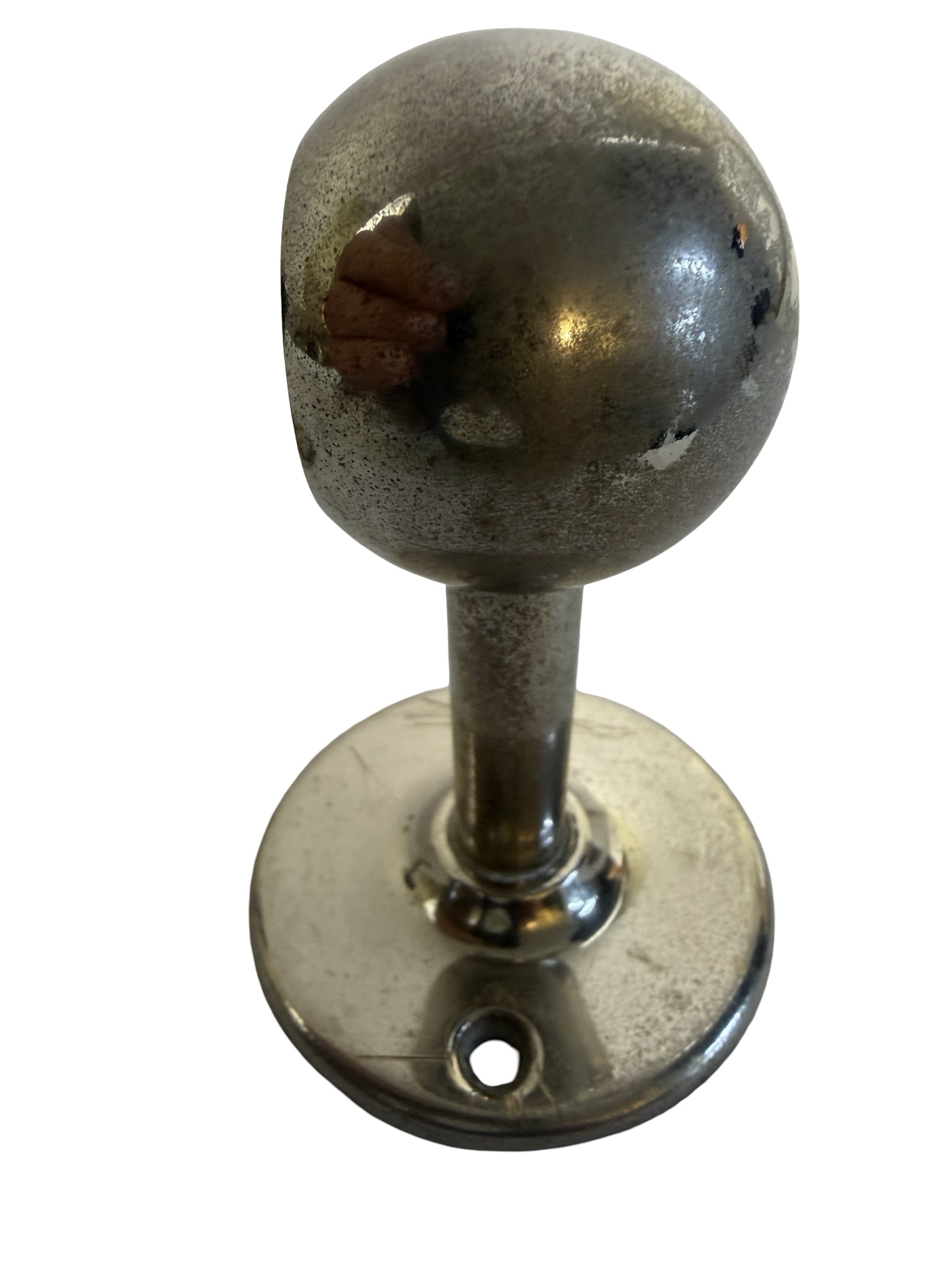VBP1119 Antique c1910 Towel Bar Milk Glass Hexagon Nickel Plated Ends Restored - Image 5