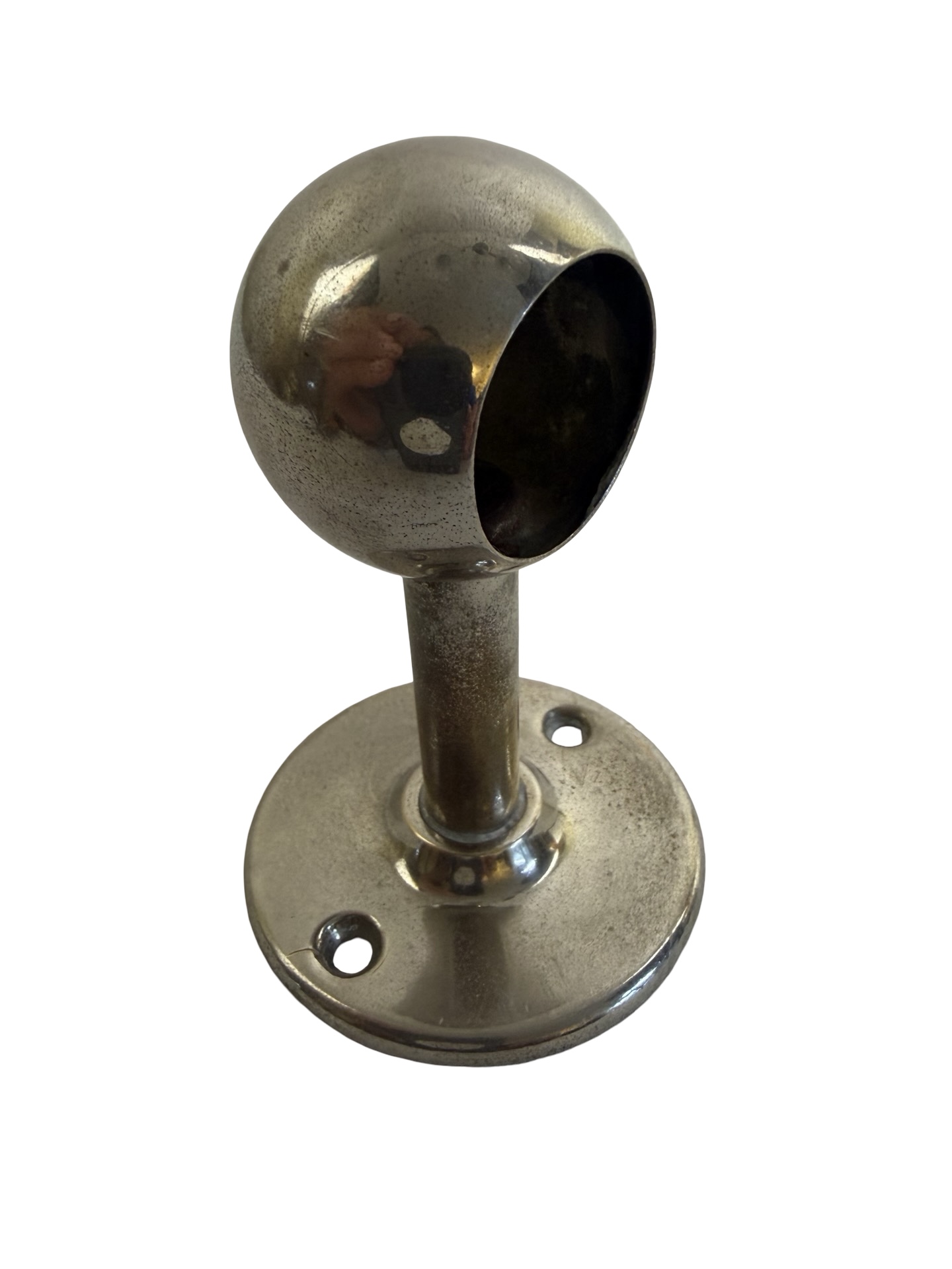 VBP1119 Antique c1910 Towel Bar Milk Glass Hexagon Nickel Plated Ends Restored - Image 4