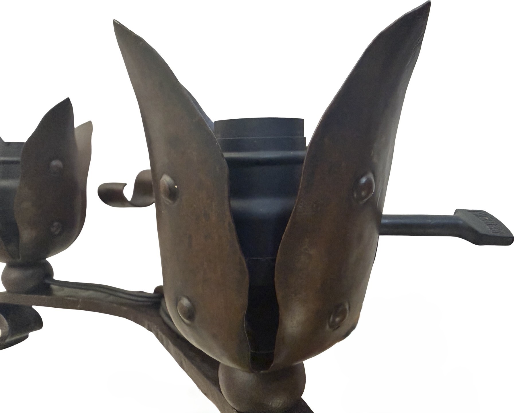 VL1399 Pr Antique c1910 French Gothic Spanish Revival A&C Iron Sconces Restored - Image 7