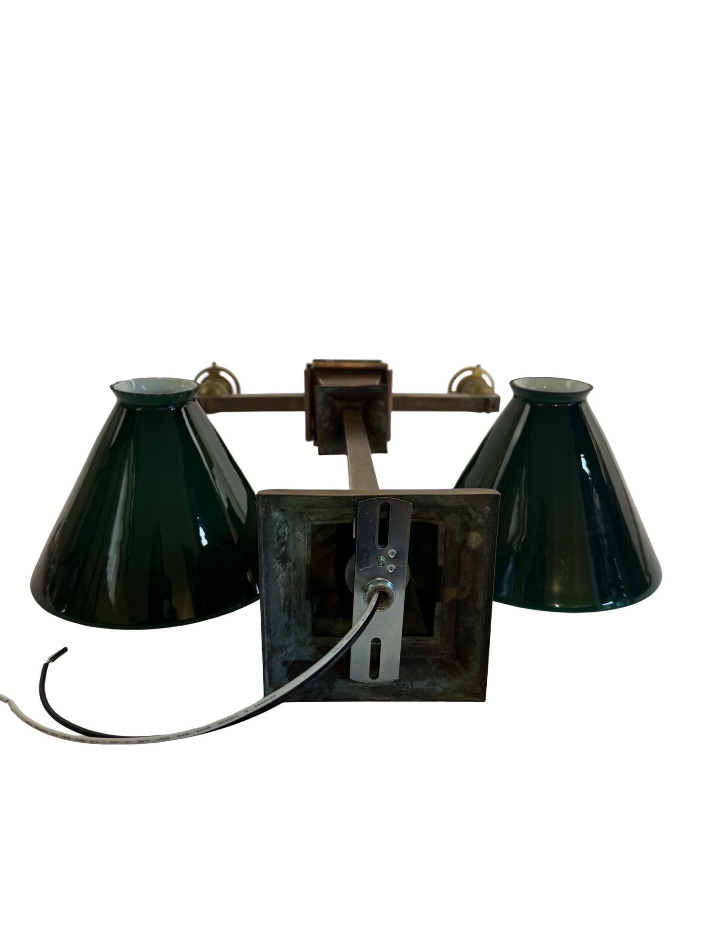 VL1398 Antique c1910 Brass Craftsman Wakefield Pendant Emeralite Shades Restored - Image 8